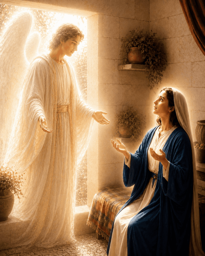 Mary asks how she can conceive while remaining a virgin