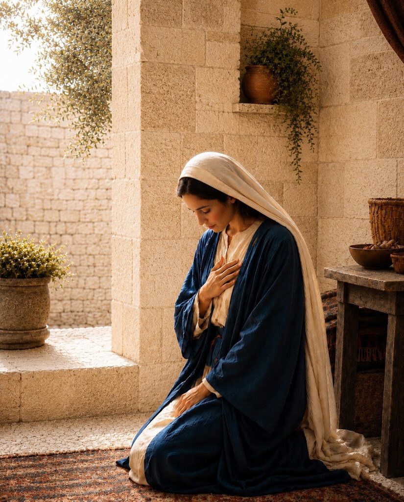 Mary says behold the handmaid of the Lord