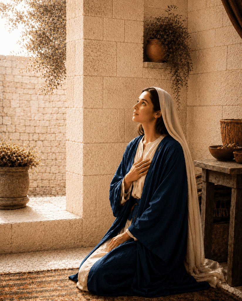 Mary gives her yes to God's plan at the Annunciation