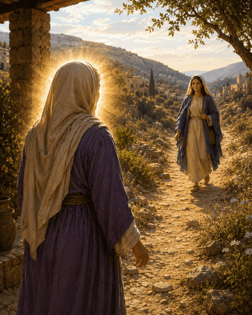 Elizabeth welcomes Mary to her home