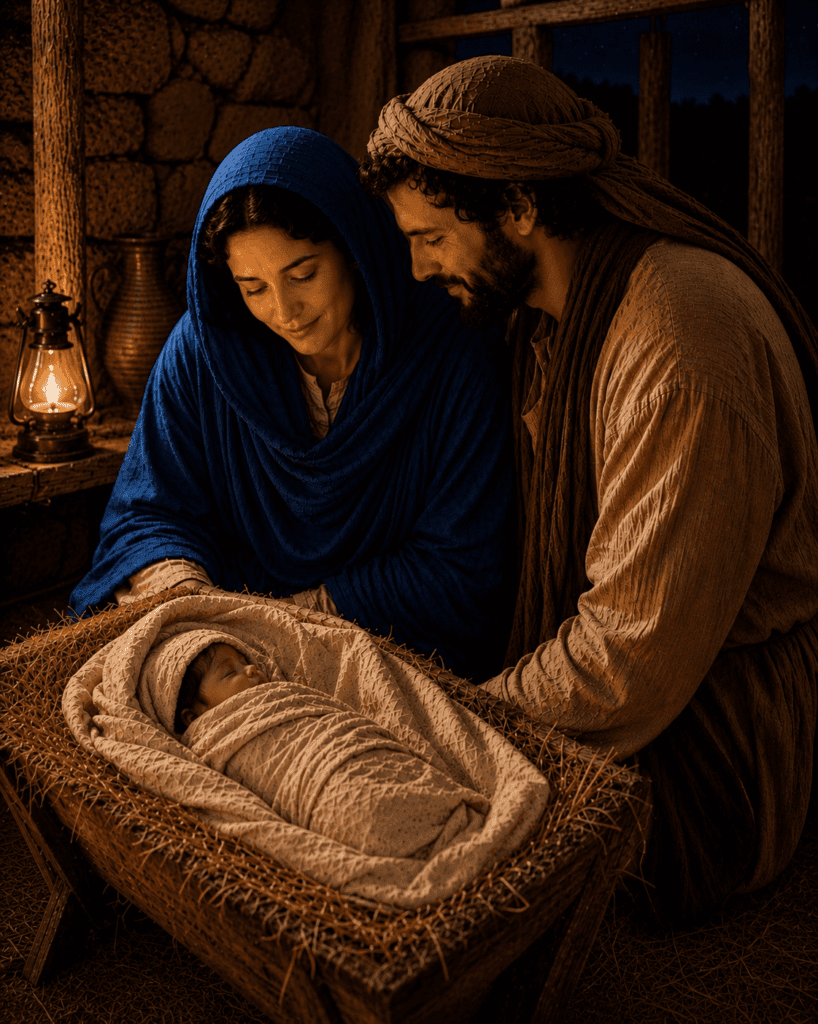 Baby Jesus wrapped in swaddling clothes