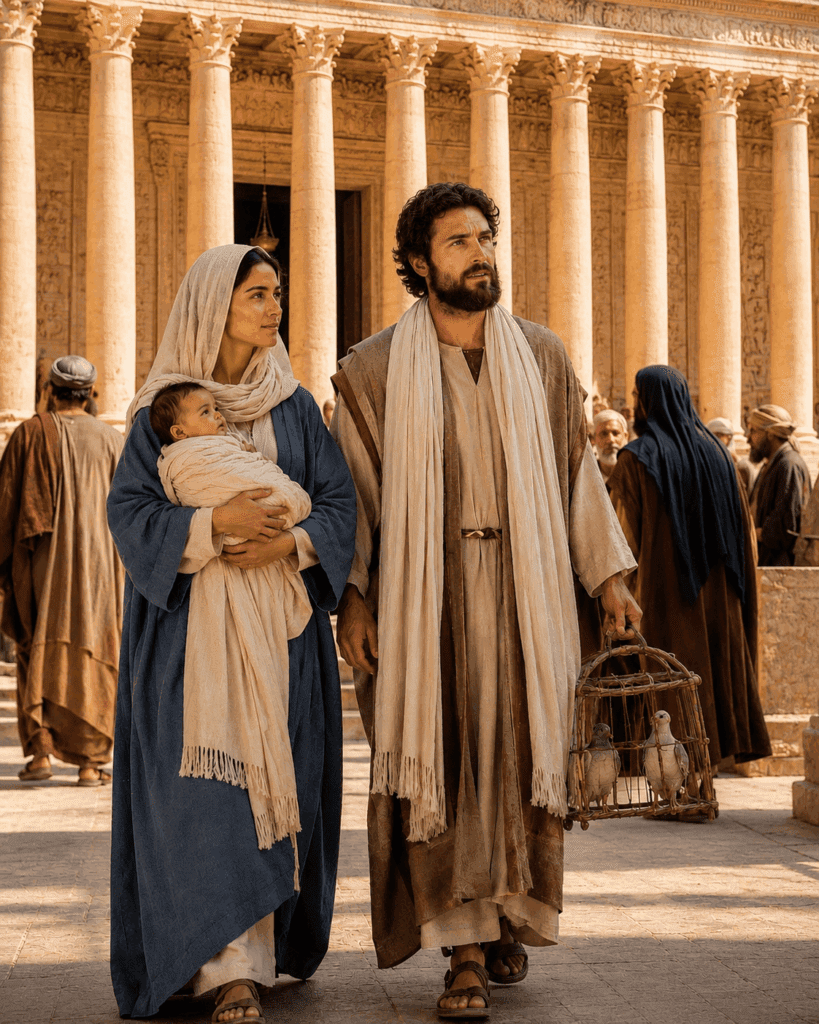 The Holy Family enters the Temple in Jerusalem