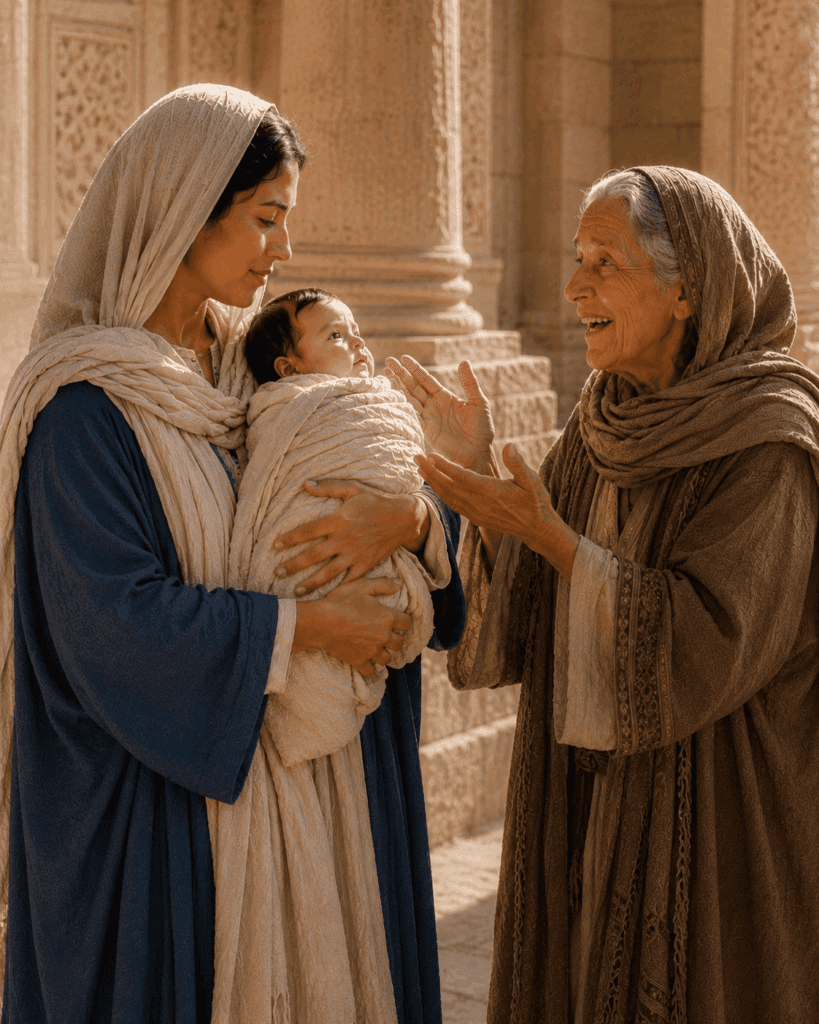 Anna gives thanks for the coming Messiah