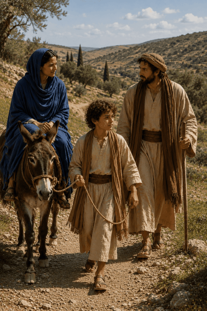 The Holy Family travels to Jerusalem for Passover
