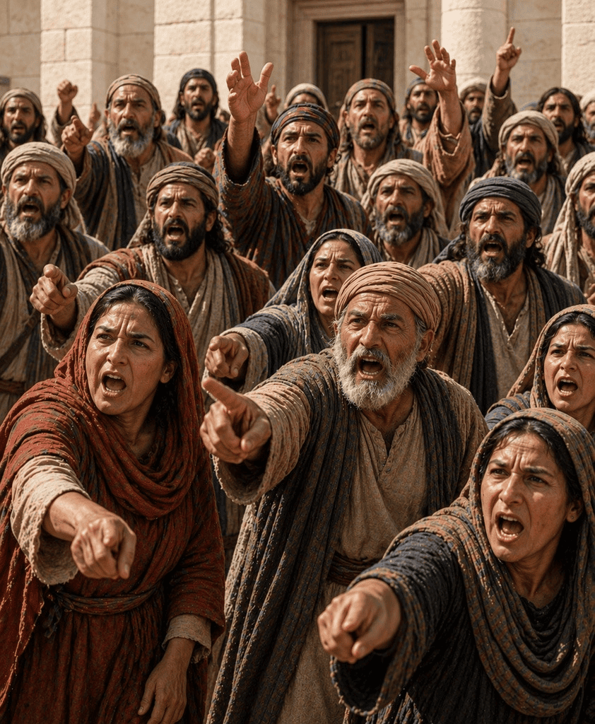 Crowd calls out, “Crucify Him!”