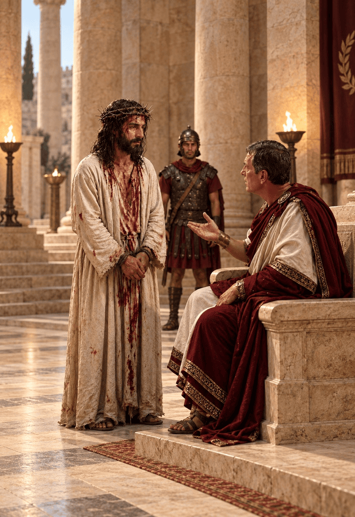 Pilate questions Jesus, “Are You a King?”